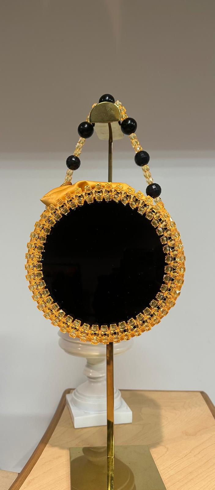 Glacé" Beaded Bag: Gold Crystalline
