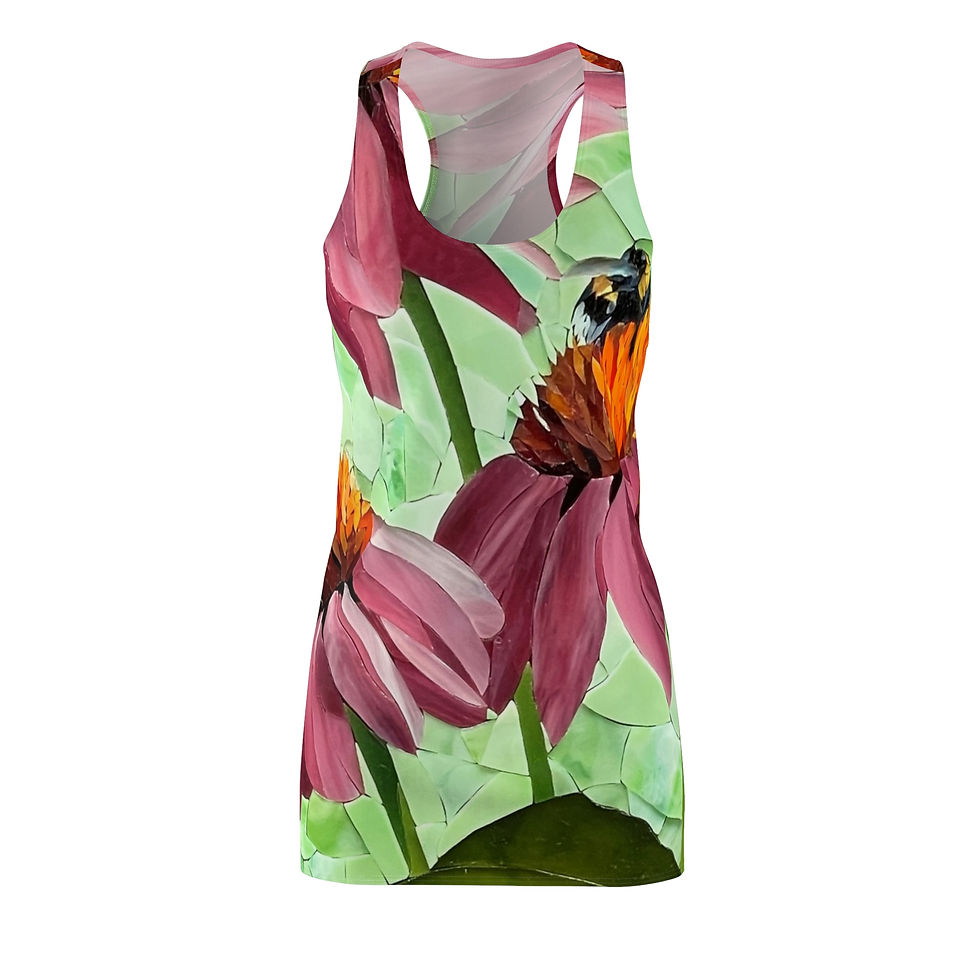 Racerback Dress Summer Cone Flowers Cool and Breezy