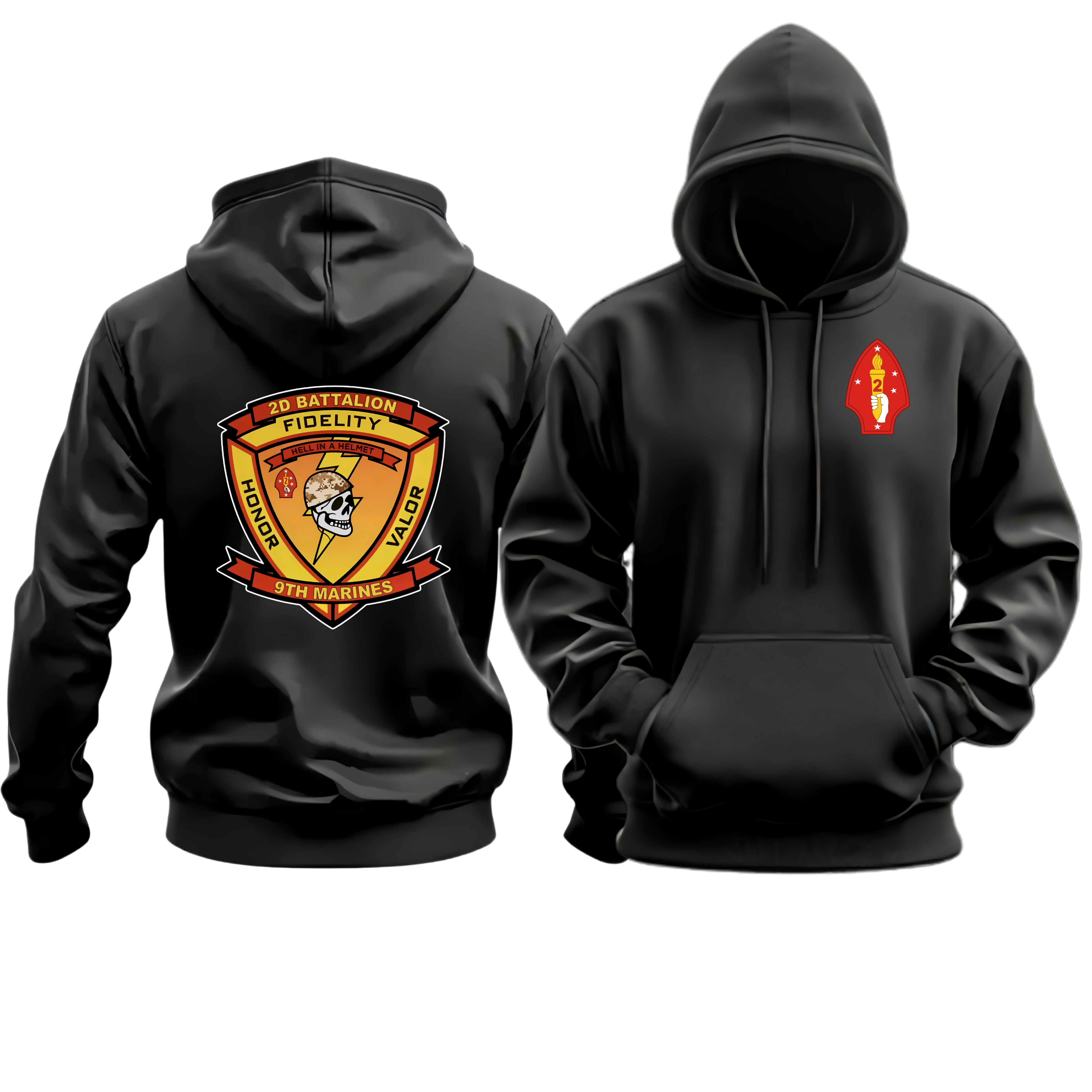 2/9 (2d Battalion 9th Marines/2d Bn 9th Mar), 2D MAR DIV, Marine Corps Hoodie