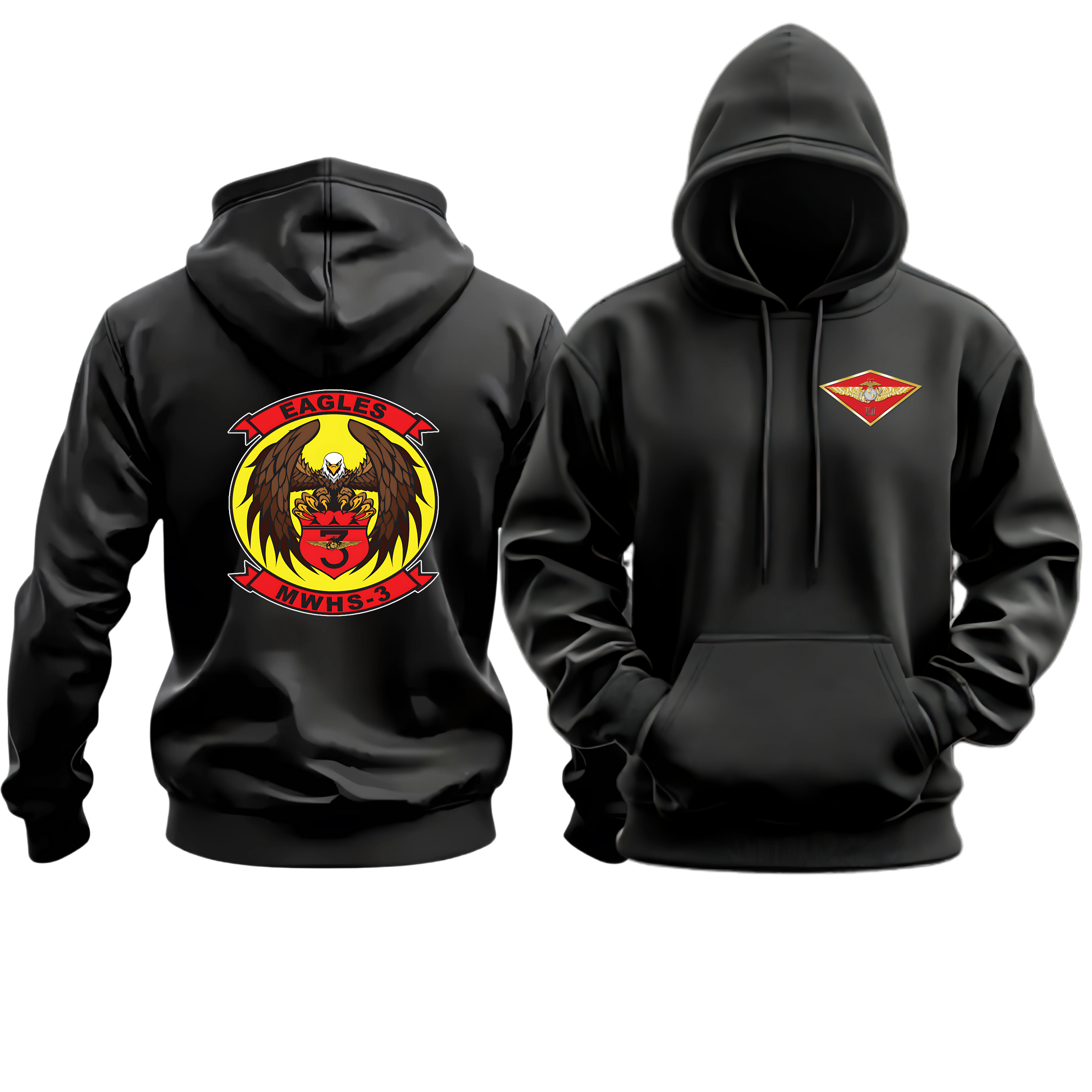MWHS-3 (MARINE WING HEADQUARTRES SQUADRON 3), 3RD MAW, MARINE CORPS HOODIE