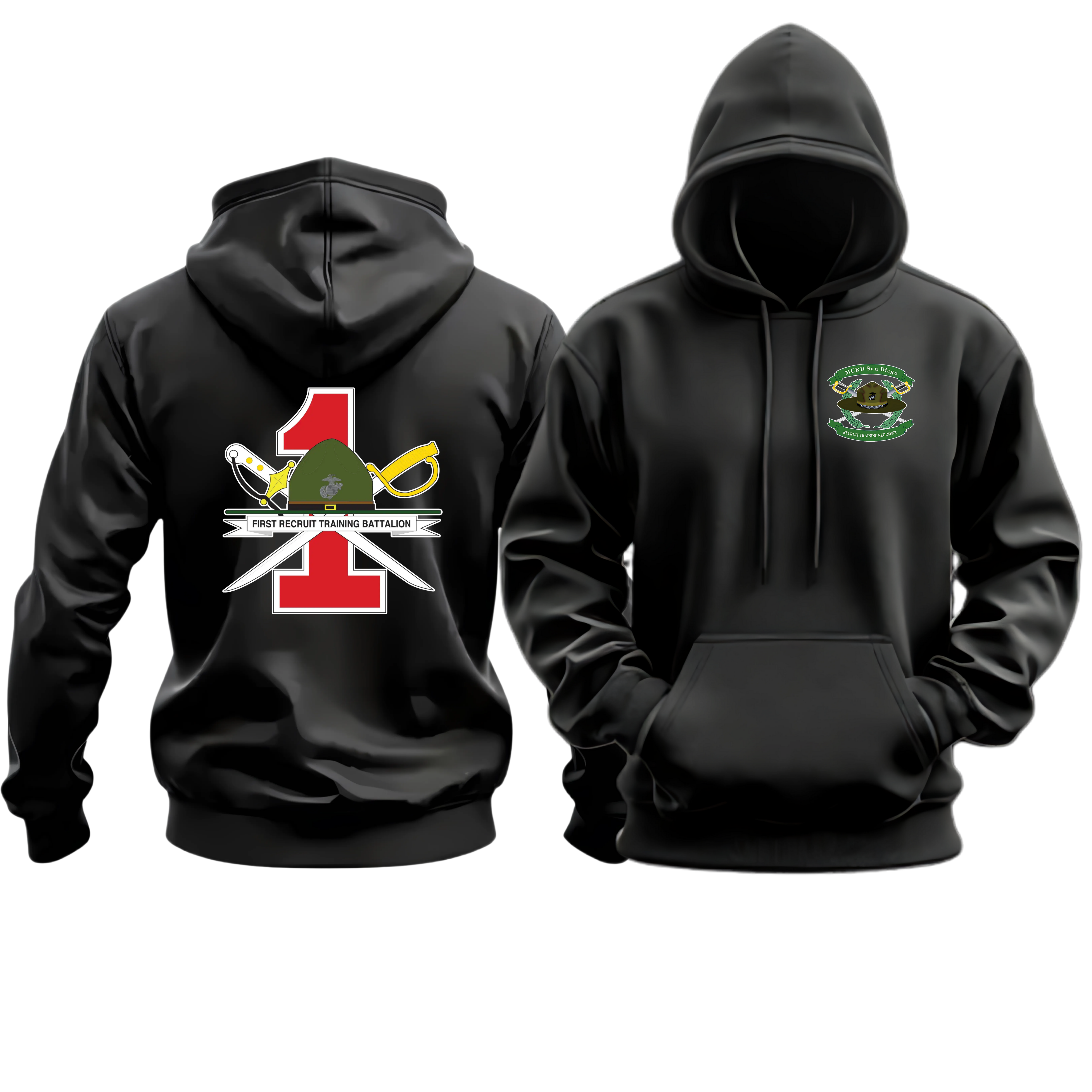 RTB 1 (1ST RECRUIT TRAINING BATTALION/1ST RTB), RTR, MARINE CORPS HOODIE