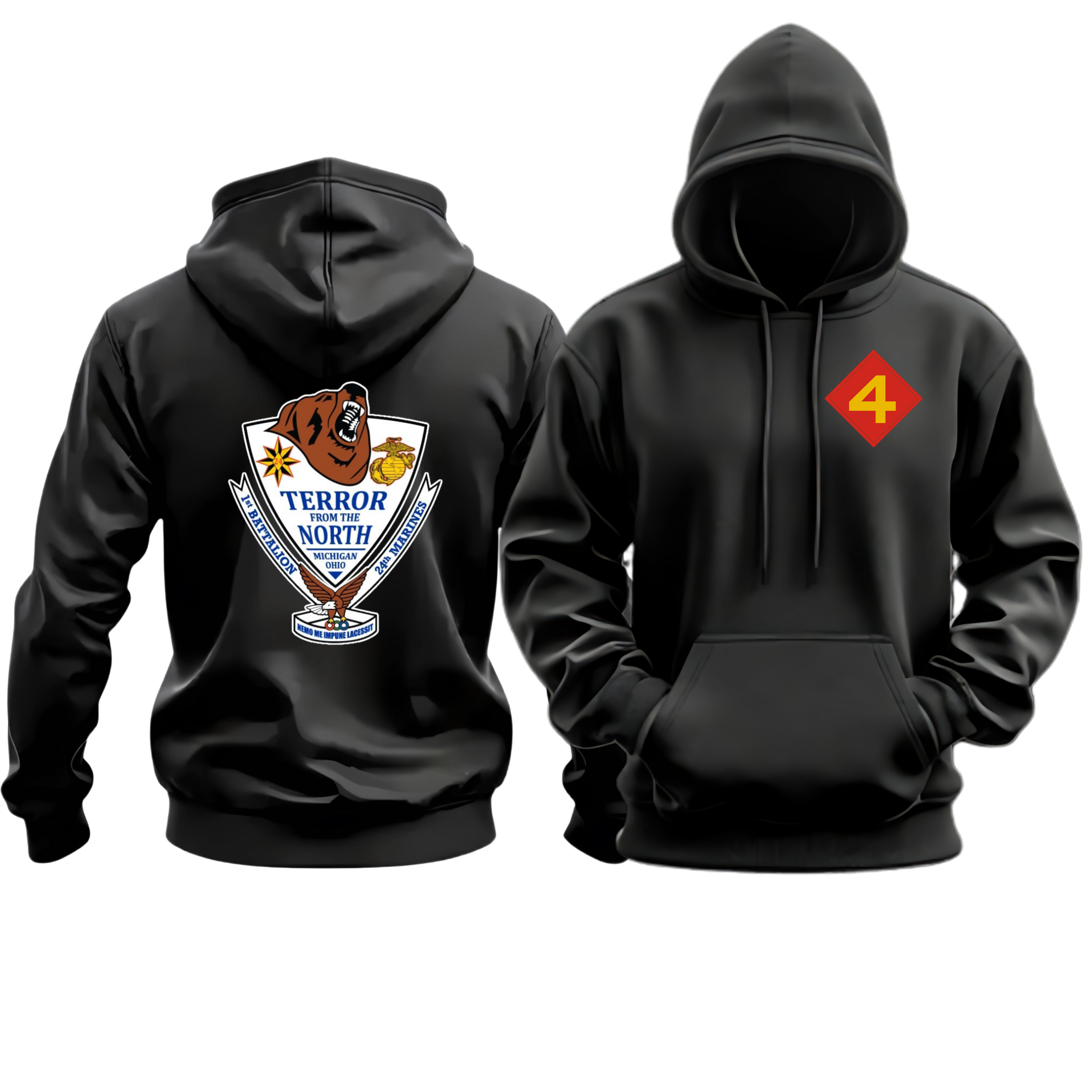 1/24 (1ST BATTALION 24TH MAR/1ST BN 24TH MAR), 4TH MAR DIV, MARINE CORPS HOODIE