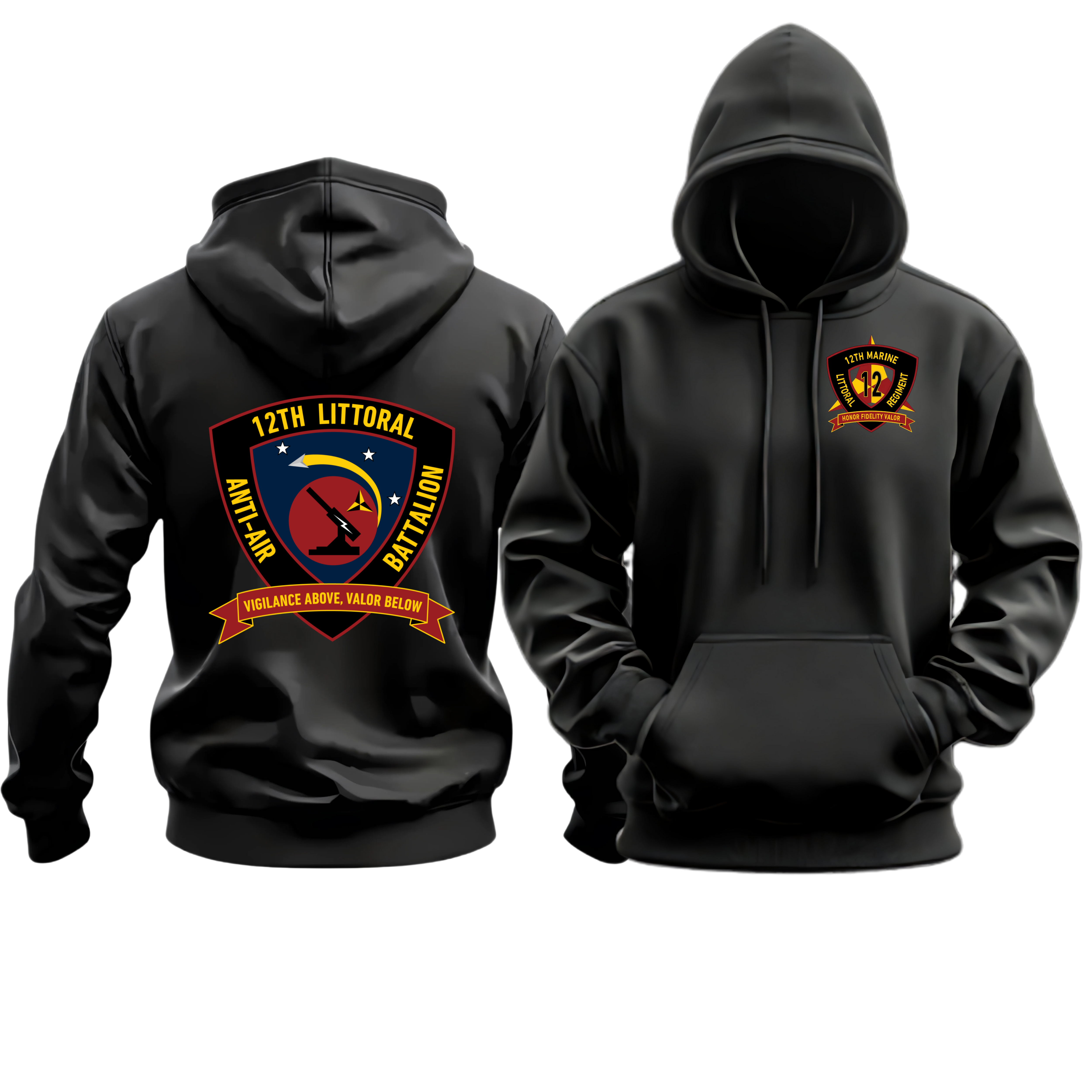 12TH LAAB (12TH LITTORAL ANTI-AIR BATTALION), 12TH MLR, MARINE CORPS HOODIE