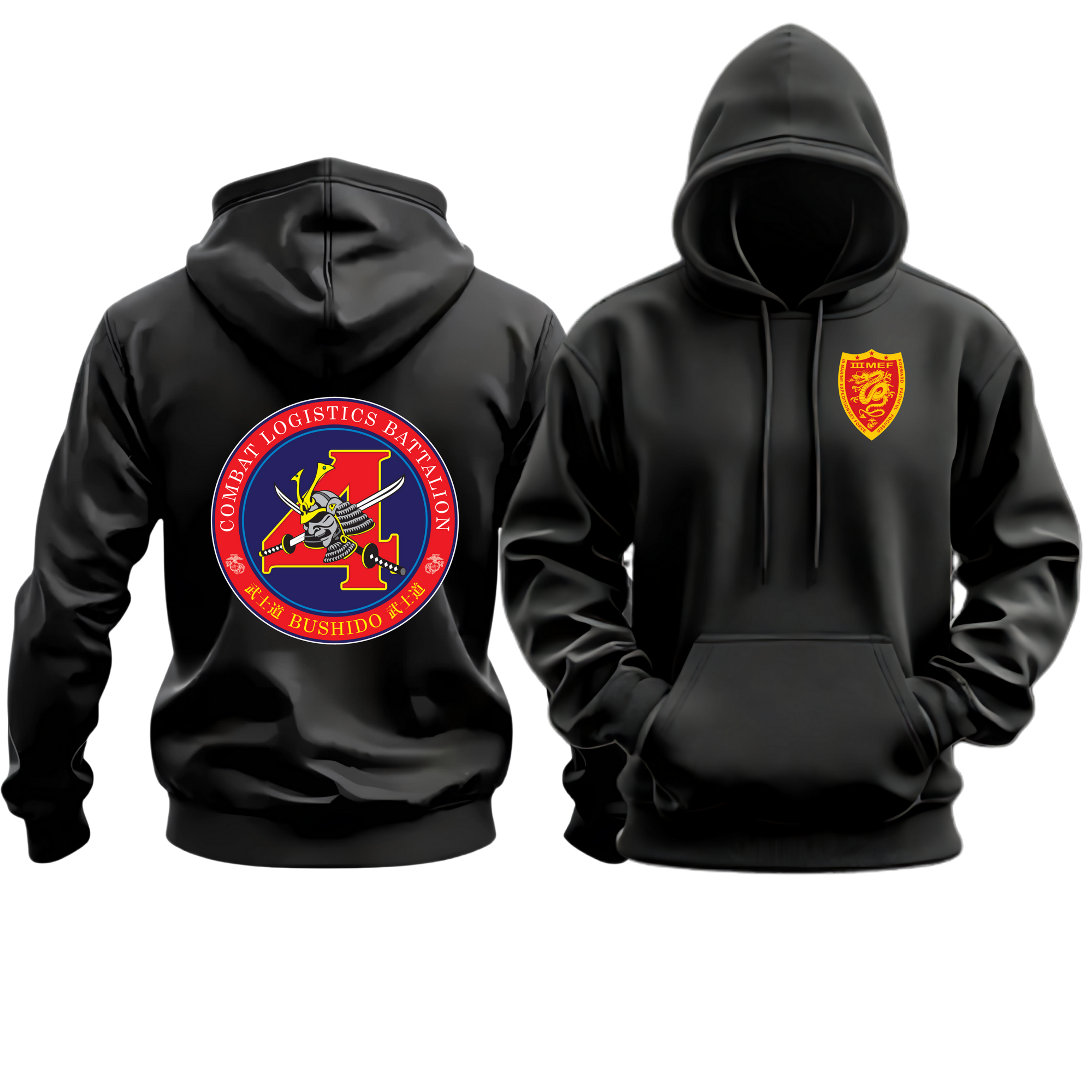 CLB-4 (COMBAT LOGISTICS BATTALION 4), III MEF, MARINE CORPS HOODIE