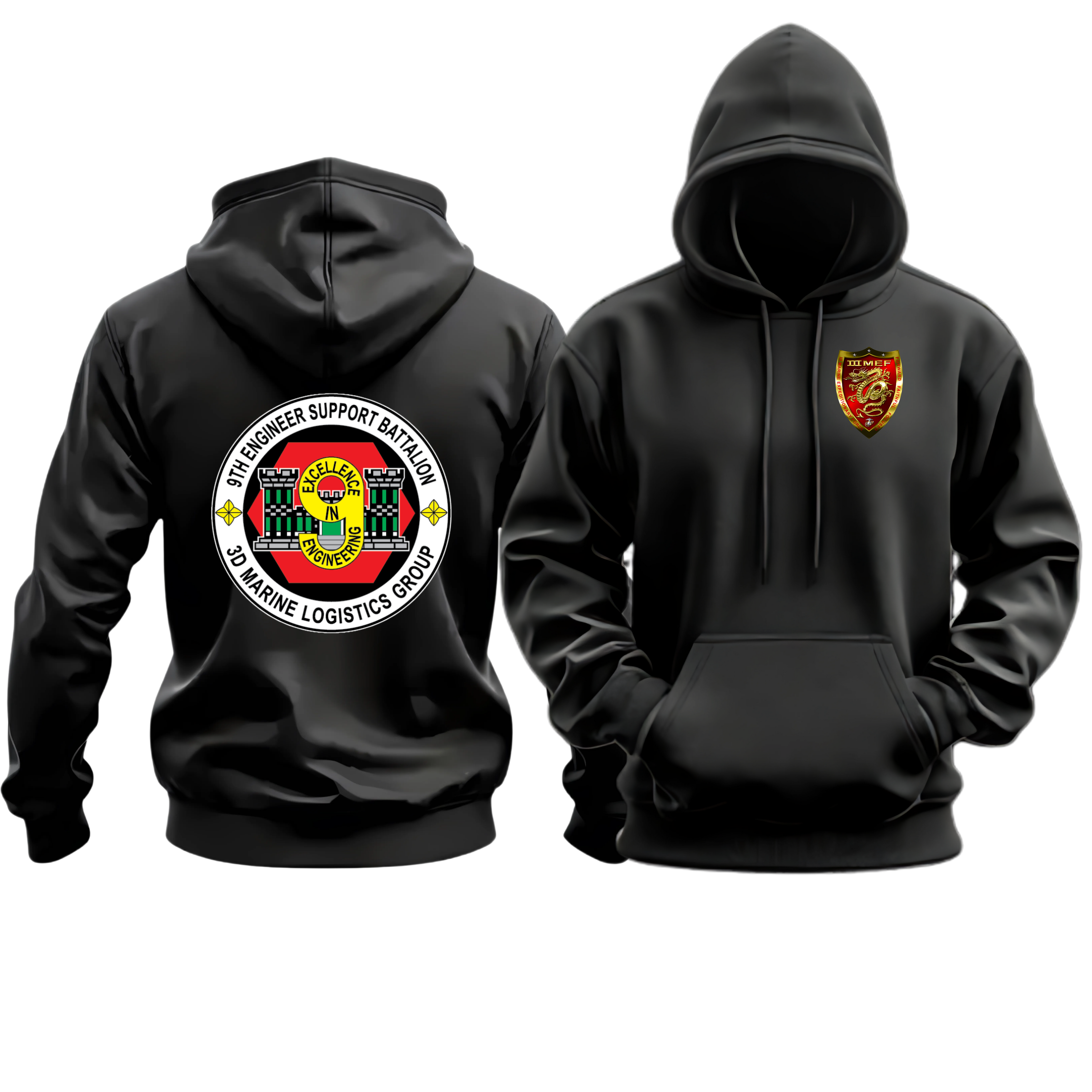 9TH ESB (9TH ENGINEER SUPPORT BATTALION), III MEF, MARINE CORPS HOODIE