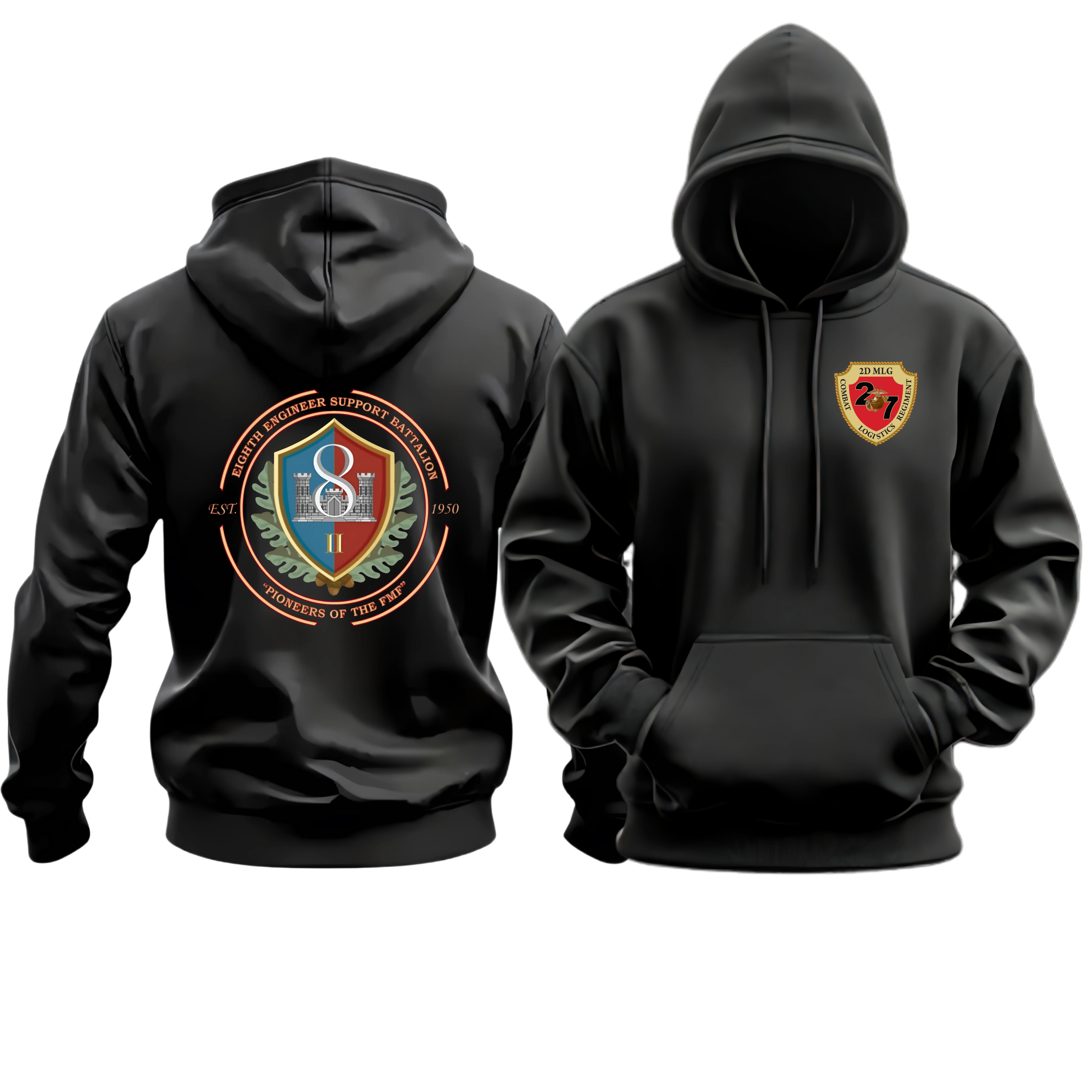 8TH ESB (8TH ENGINEER SUPPORT BATTALION), CLR-27, MARINE CORPS HOODIE