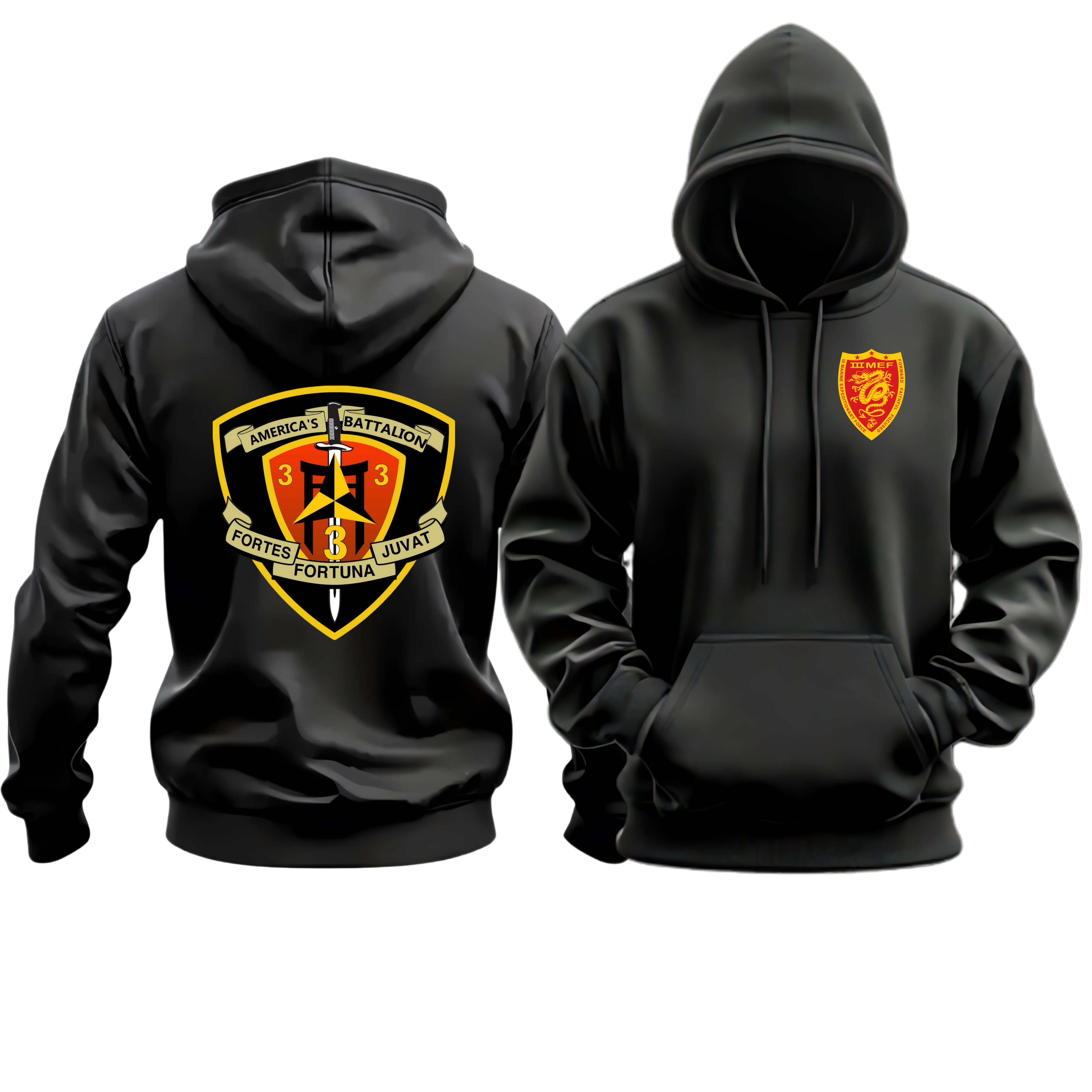 3/3 (3D BATTALION 3D MARINES/3D BN 3D MAR), III MEF, MARINE CORPS HOODIE
