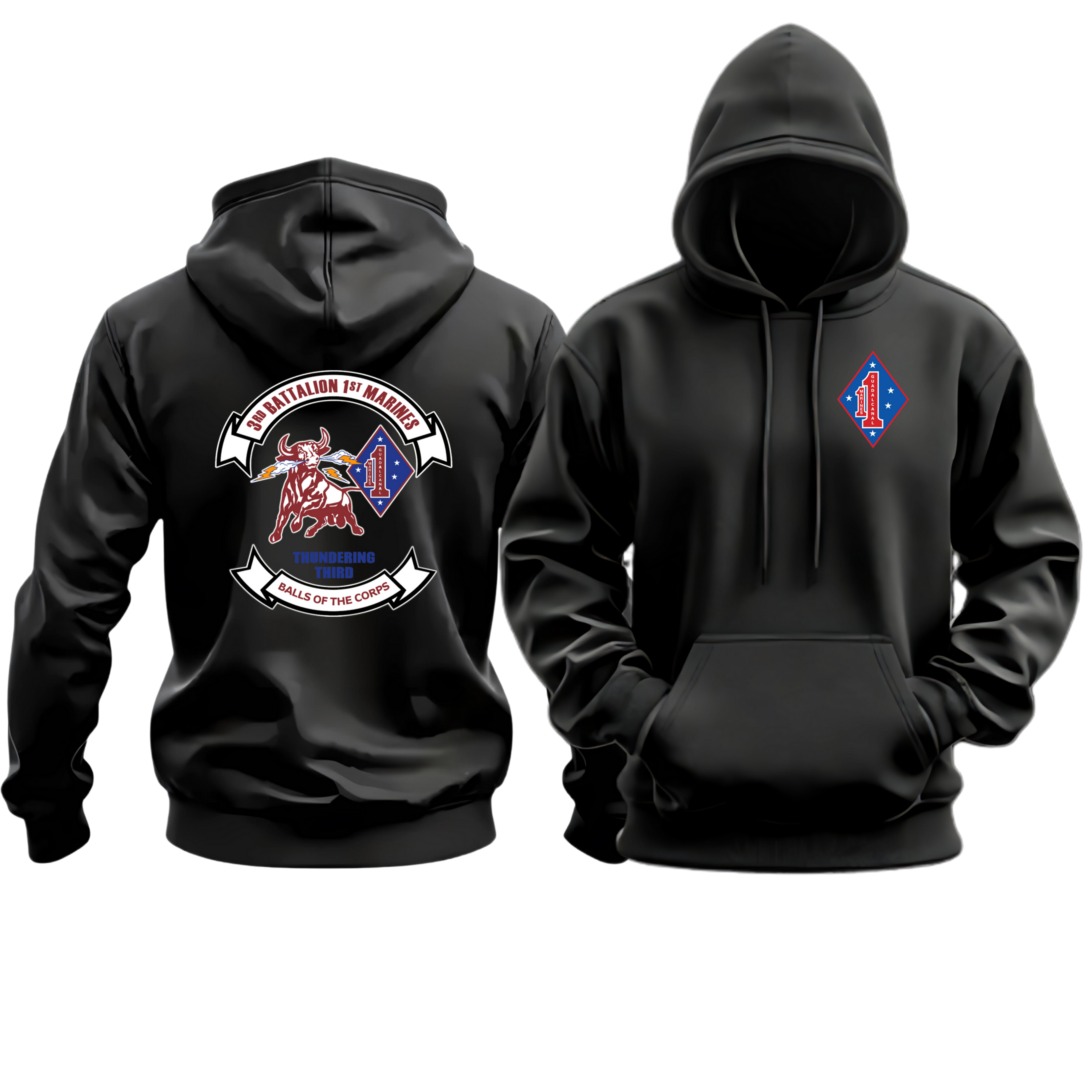 3/1 (3d Battalion 1st Marines "BALLS OF ..."), 1ST MAR REG, Marine Corps Hoodie