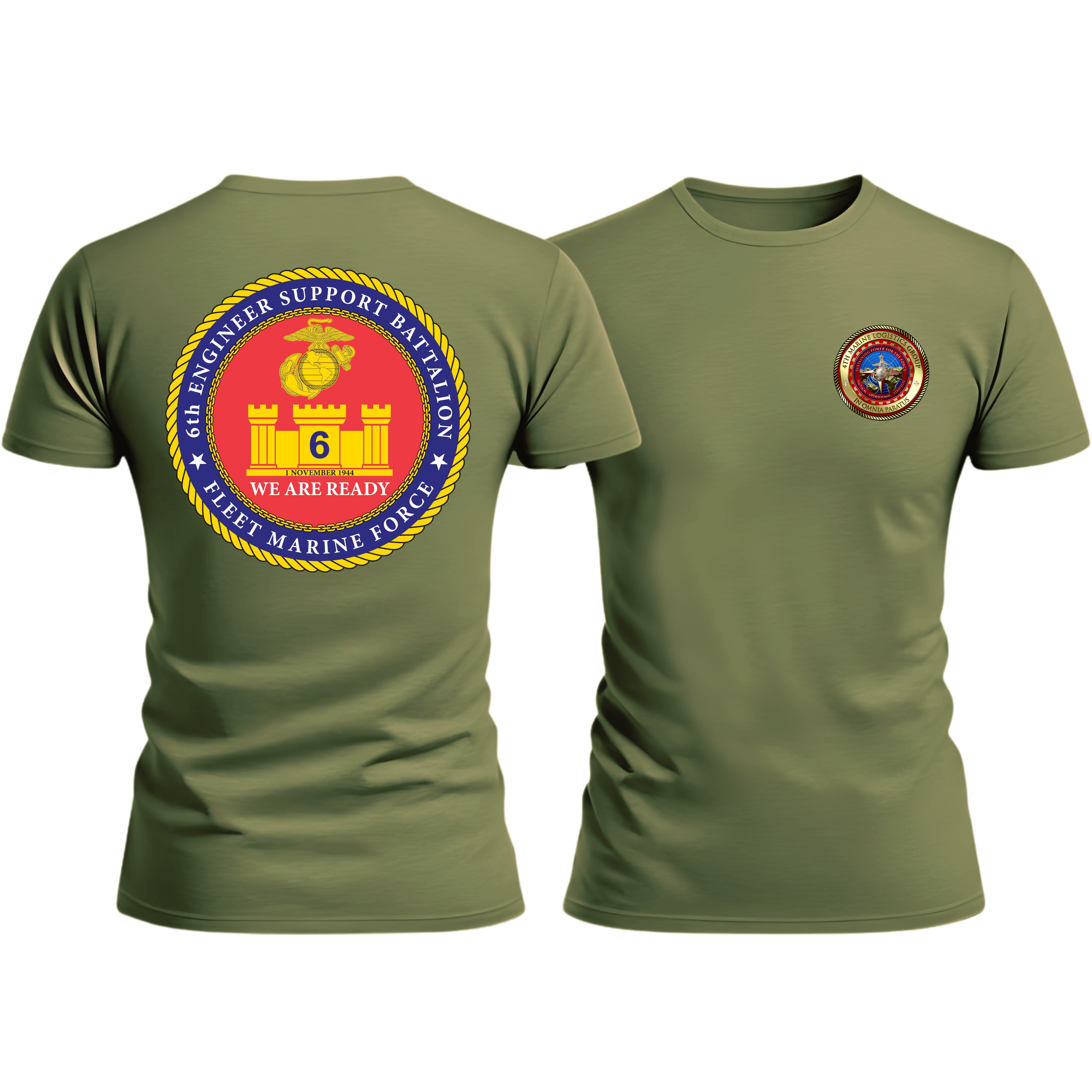 6TH ENGINEER SUPPORT BN, 4TH MLG, Marine Corps T-Shirt