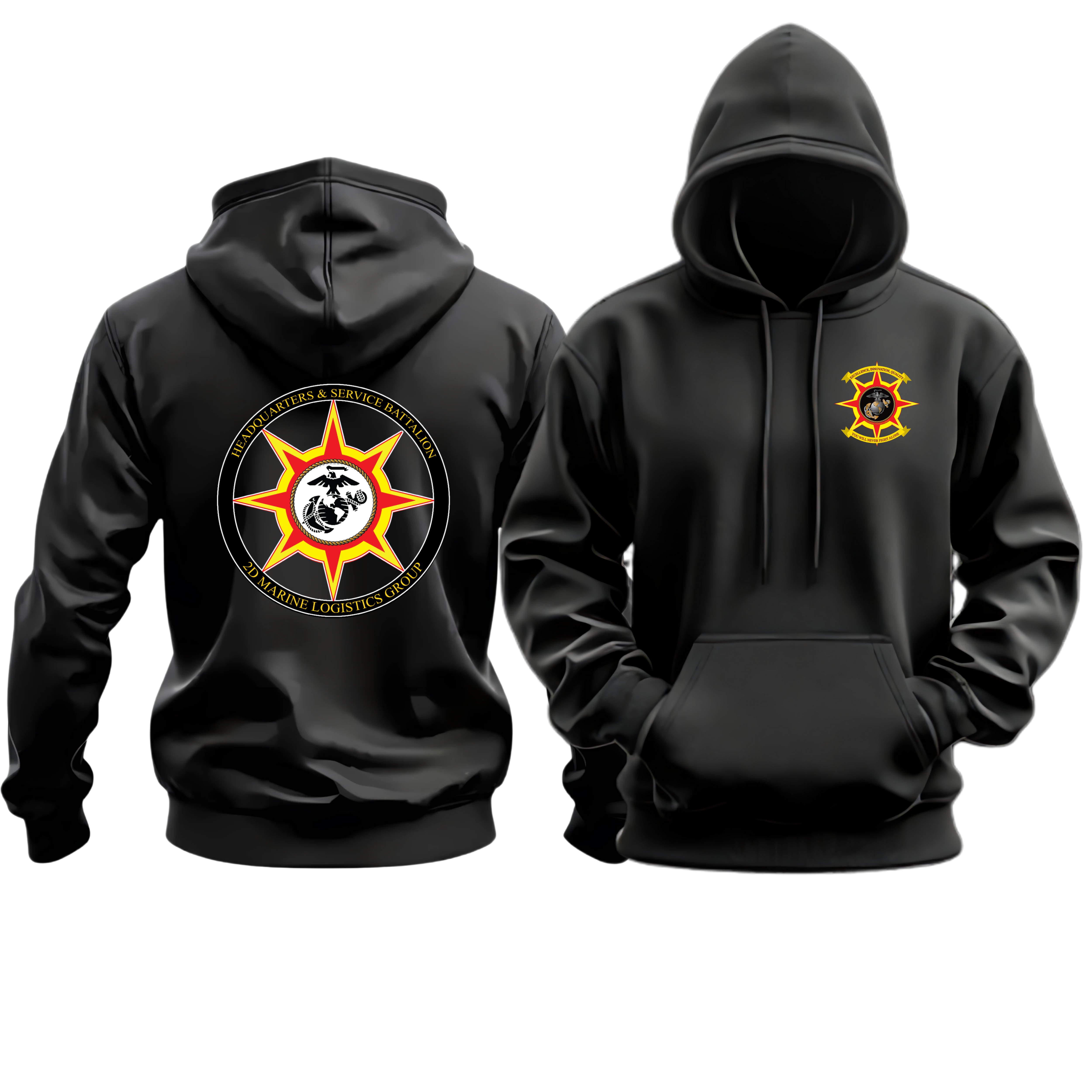 HQTRS & SVC BN (2D MLG HEADQUARTERS & SERVICE BN), 2D MLG, MARINE CORPS HOODIE