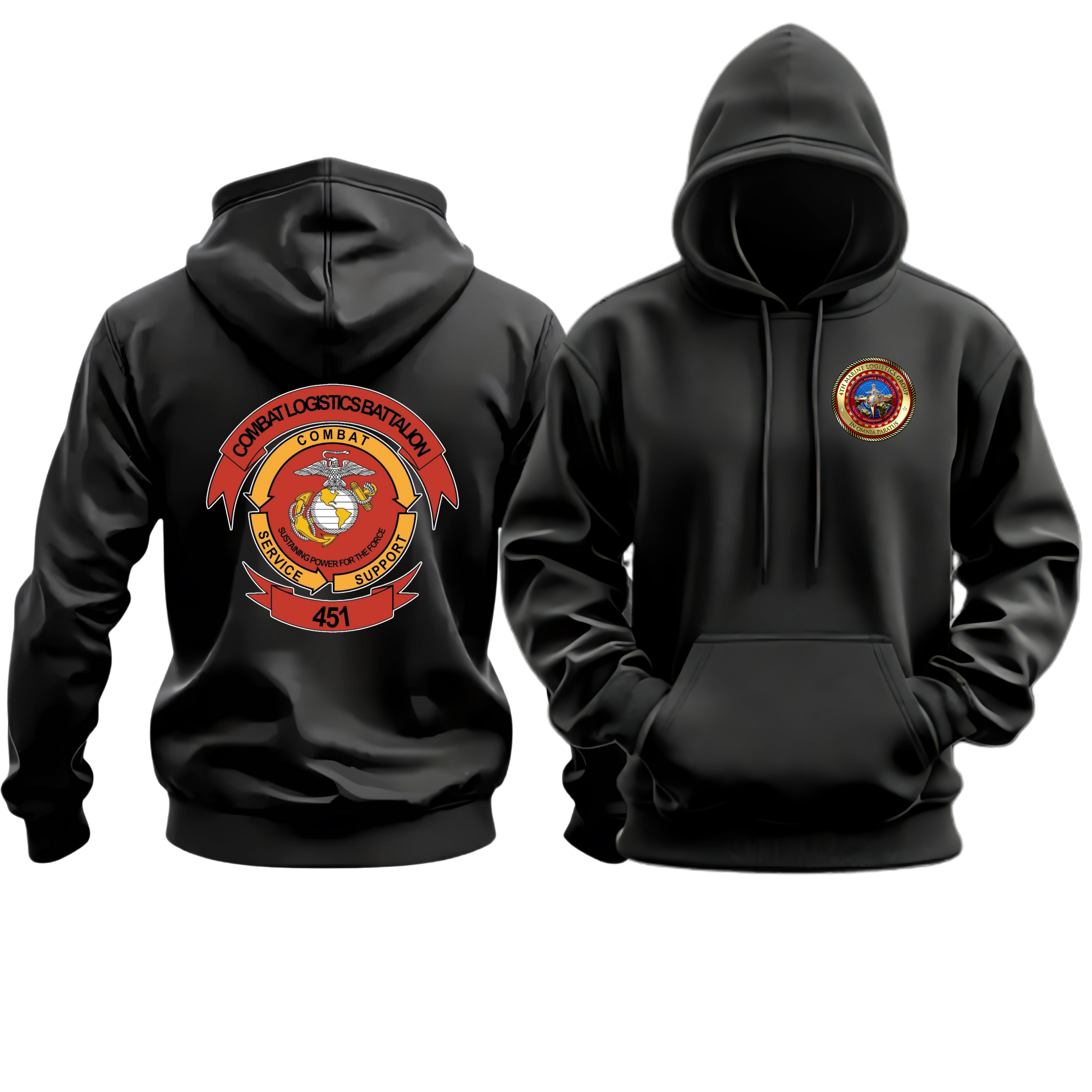 CLB-451 (COMBAT LOGISTICS BATTALION 451), 4TH MLG, MARINE CORPS HOODIE