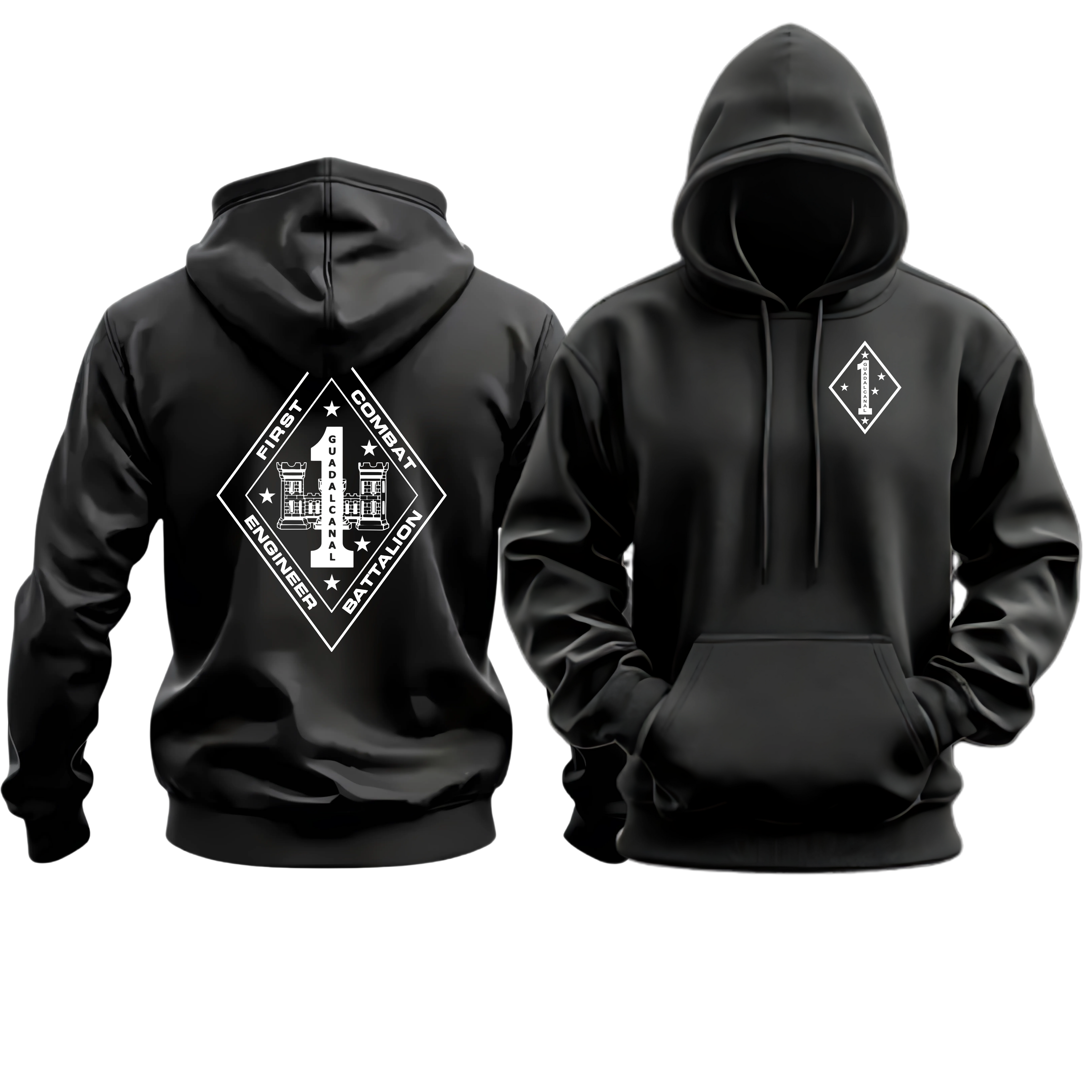 1ST CEB (1st Combat Engineer Battalion TAC), 1ST MAR DIV, Marine Corps Hoodie
