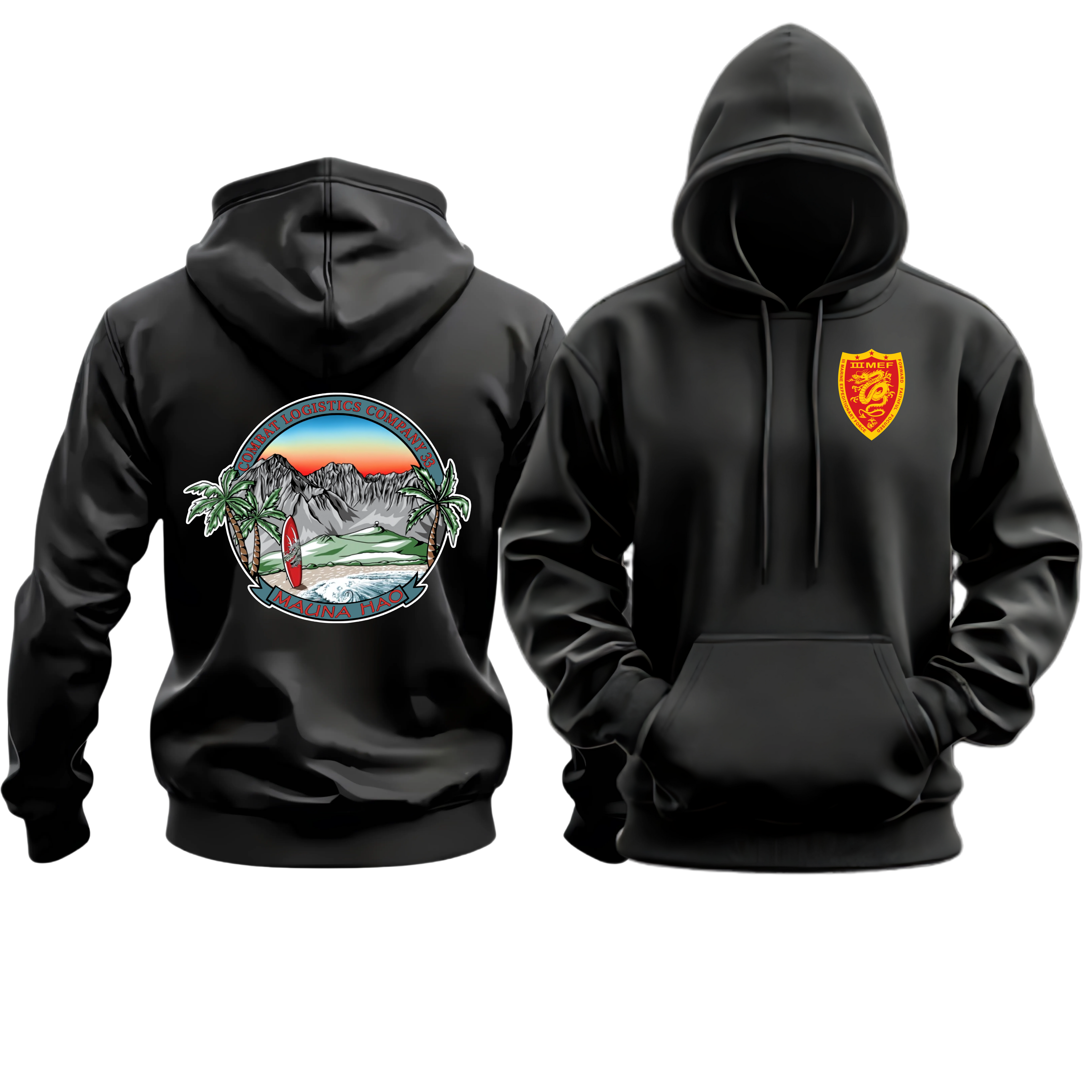 CLC-33 (COMBAT LOGISTICS COMPANY 33), III MEF, MARINE CORPS HOODIE