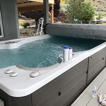 An hottub in repair