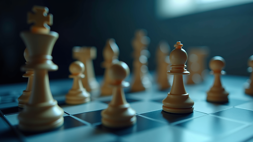 Eye-level view of a digital chess board with highlighted moves