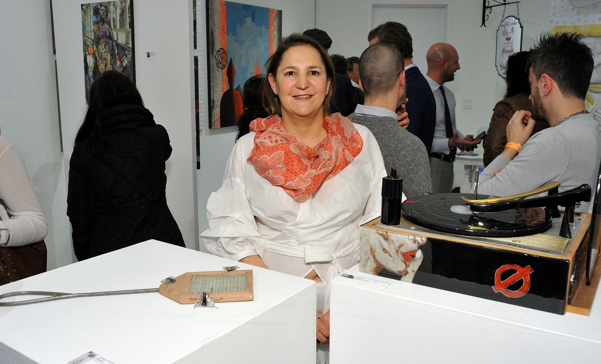 Artist Gabriela Rodriguez with her works at the CLIO Art Fair at 508 W. 26 in New York, NY on March 2, 2017. (Photo by Stephen Smith_Guest of a Guest)