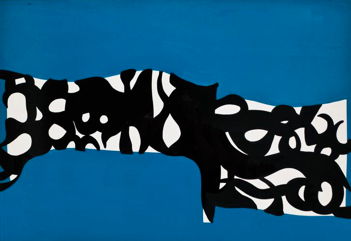 Carla Accardi (1924-2014) Bianco nero su turchese 1960 Casein tempera on paperboard mounted on linen 18 1/2 x 27 in; 47 x 68.5 cm