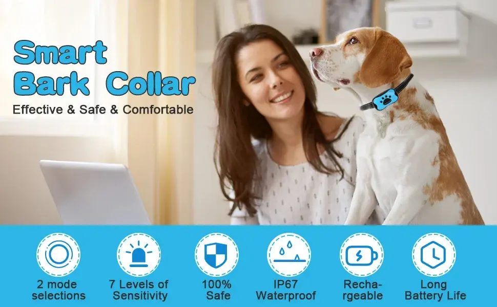 Thumbnail: Pet Dog Anti Barking Device USB Rechargeable Dogs Training Collar Ultrasonic Sto
