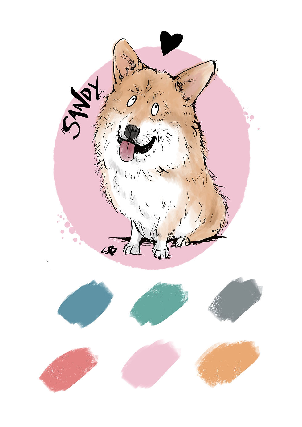 Thumbnail: Corgi dog A4 customised print