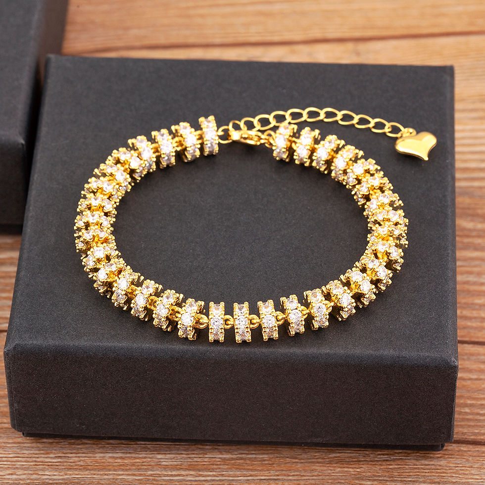 Thumbnail: Nidin Fashion Gold Plated Chain Bead Bracelet for Women Colorful Crystal Zircon 