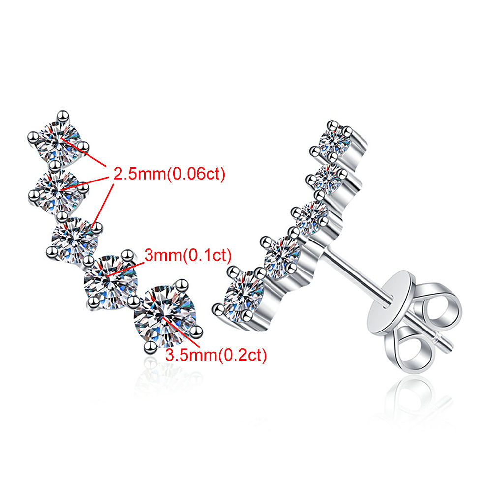 Thumbnail: Real D Color Moissanite Diamond Earrings GRA Certified 925 Sterling Silver Spark