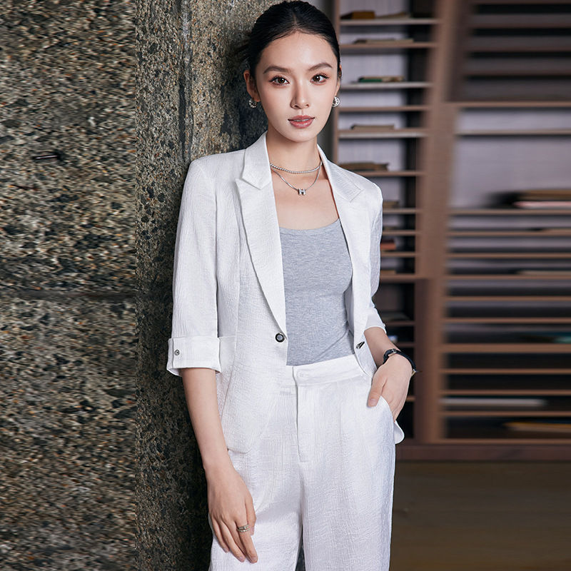 Thumbnail: Fashion Office Ladies Blazer and Pants Suit Formal Angola Red Women Jacket Trous