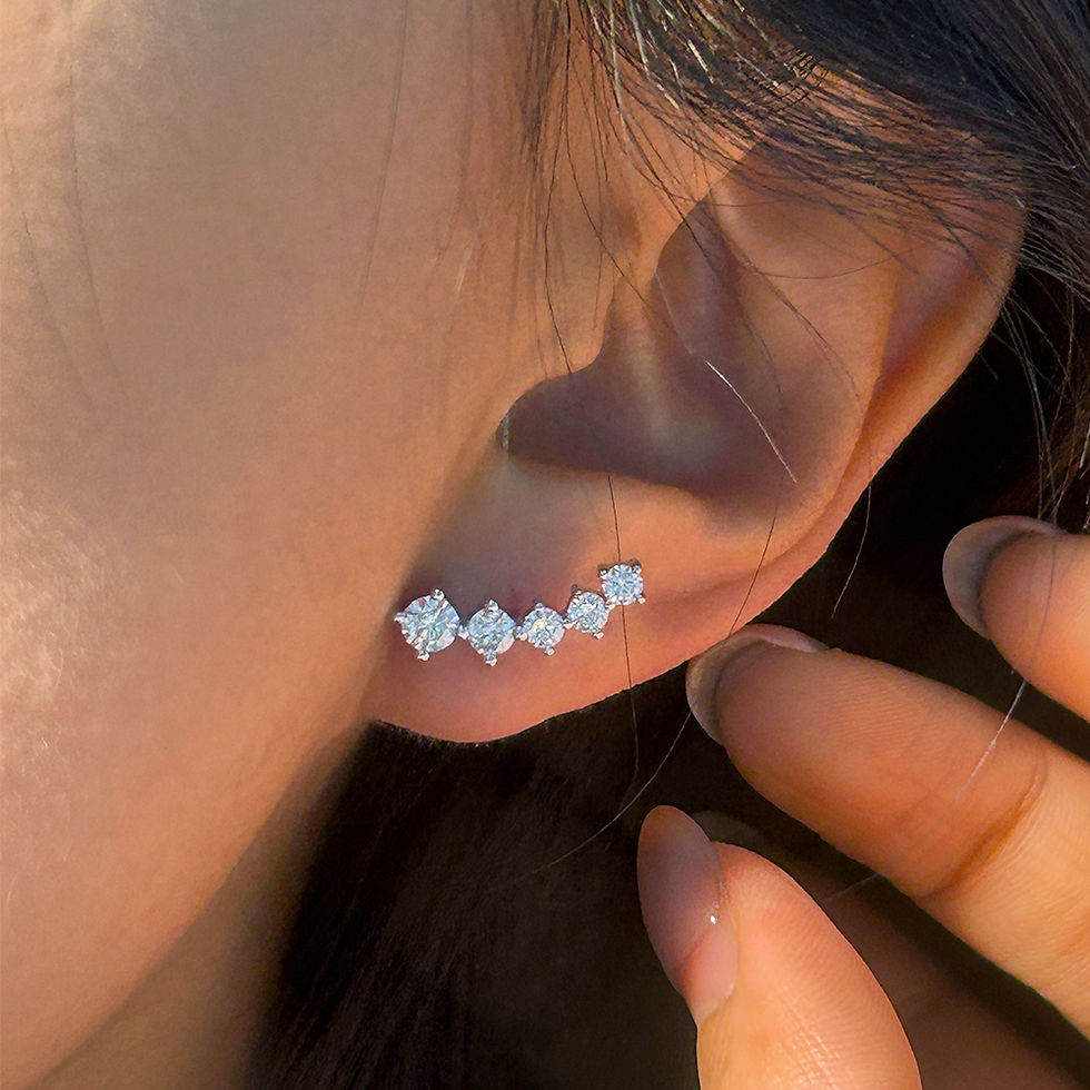 Thumbnail: Real D Color Moissanite Diamond Earrings GRA Certified 925 Sterling Silver Spark
