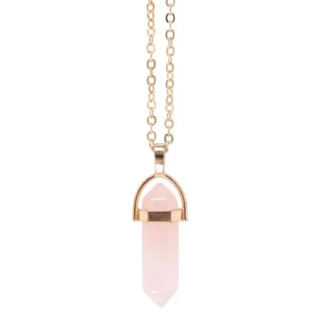 Thumbnail: Rose Quartz - Clear Quartz Necklace