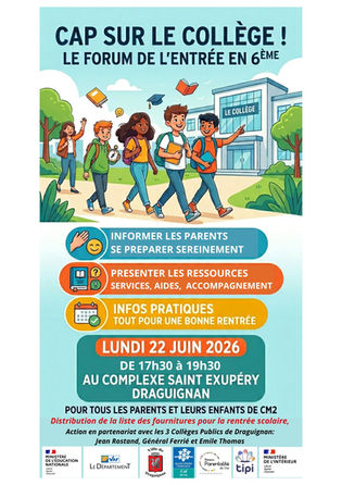 FORUM DE L'ENTREE EN 6EME - LUNDI 22 JUIN 2026