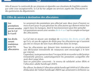 Covid-19: Flash Info CAF du Var