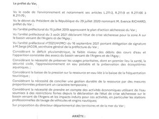MODIFICATION DE L'ARRETE PREFECTORAL DU 3 AOÛT 2021 DECLARANT L'ETAT DE CRISE SECHERESSE