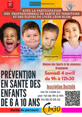 JOURNEE DE PREVENTION SANTE DES ENFANTS (6-10 ANS) – SAMEDI 4 AVRIL 2026