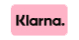Klarna logo on a pink background with black text.