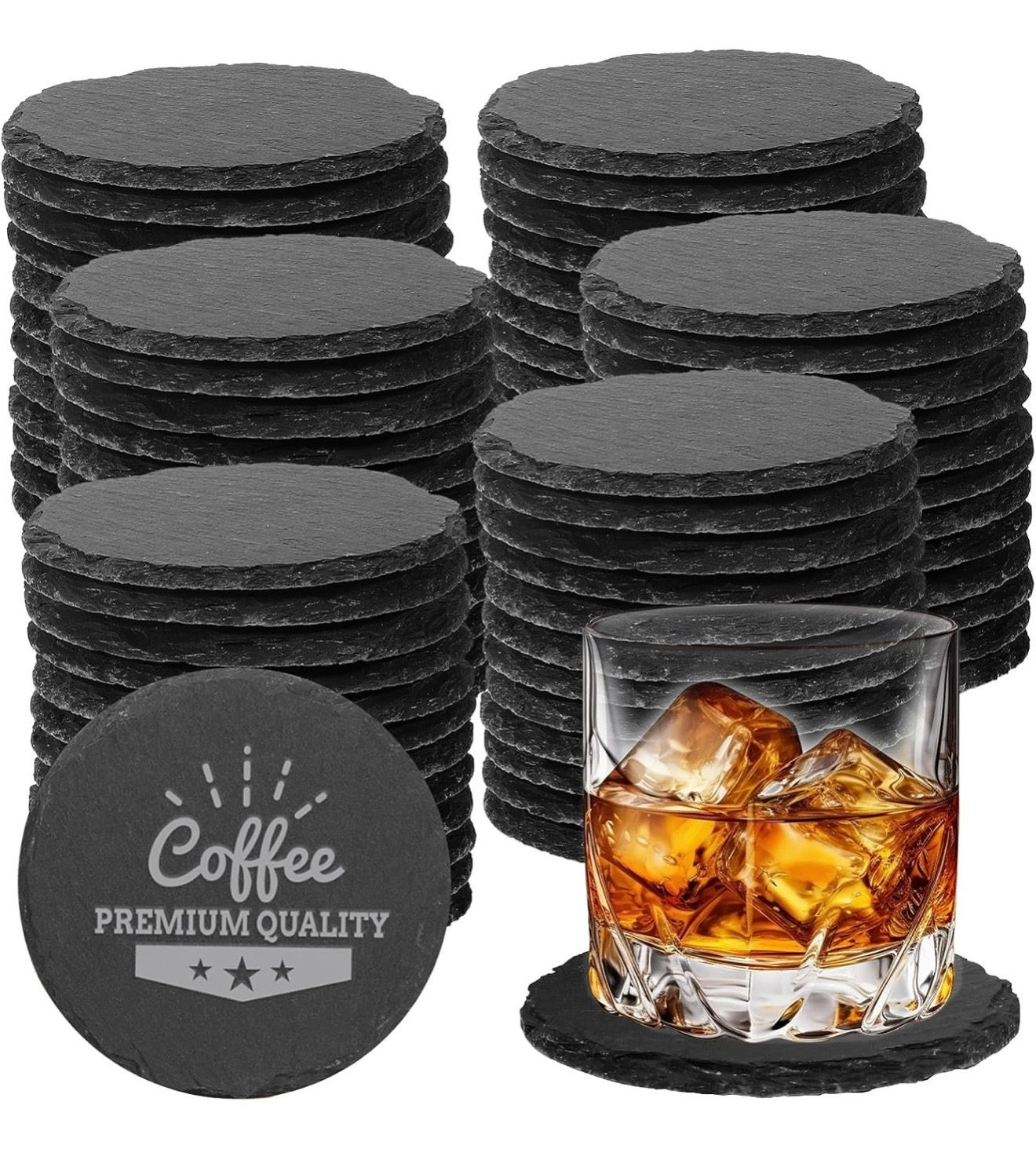Black Natural Slate Coasters 4 inch
