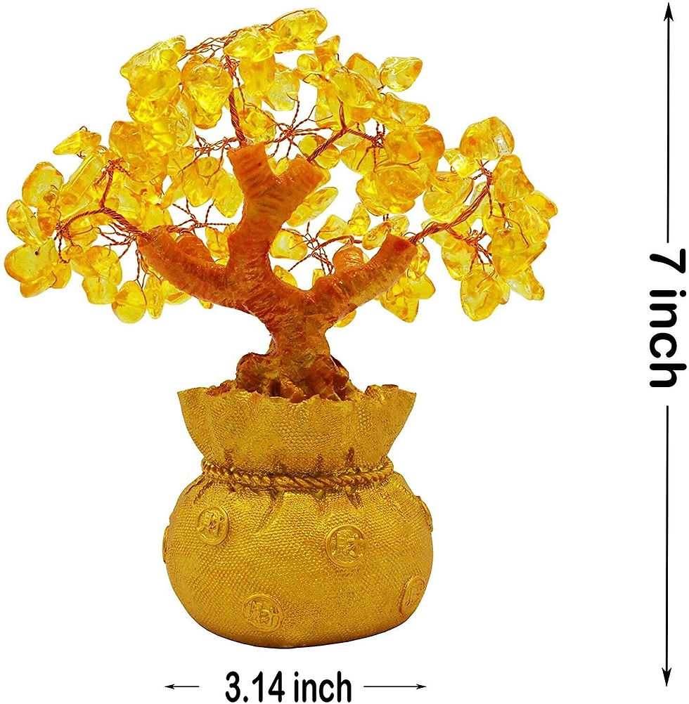 Thumbnail: Crystal Money Bag Tree Figurine Yellow Lucky Wealth Tree Lemon Quartz Home Room 