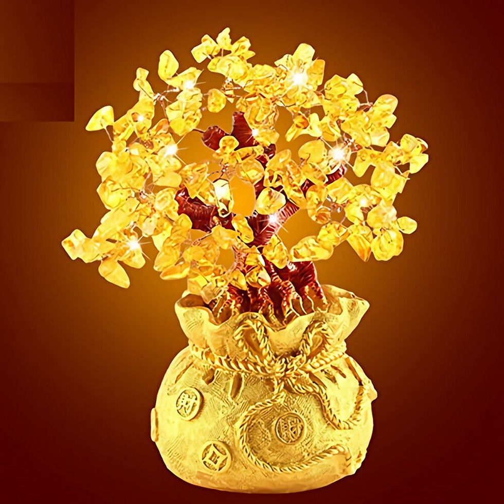 Thumbnail: Crystal Money Bag Tree Figurine Yellow Lucky Wealth Tree Lemon Quartz Home Room 