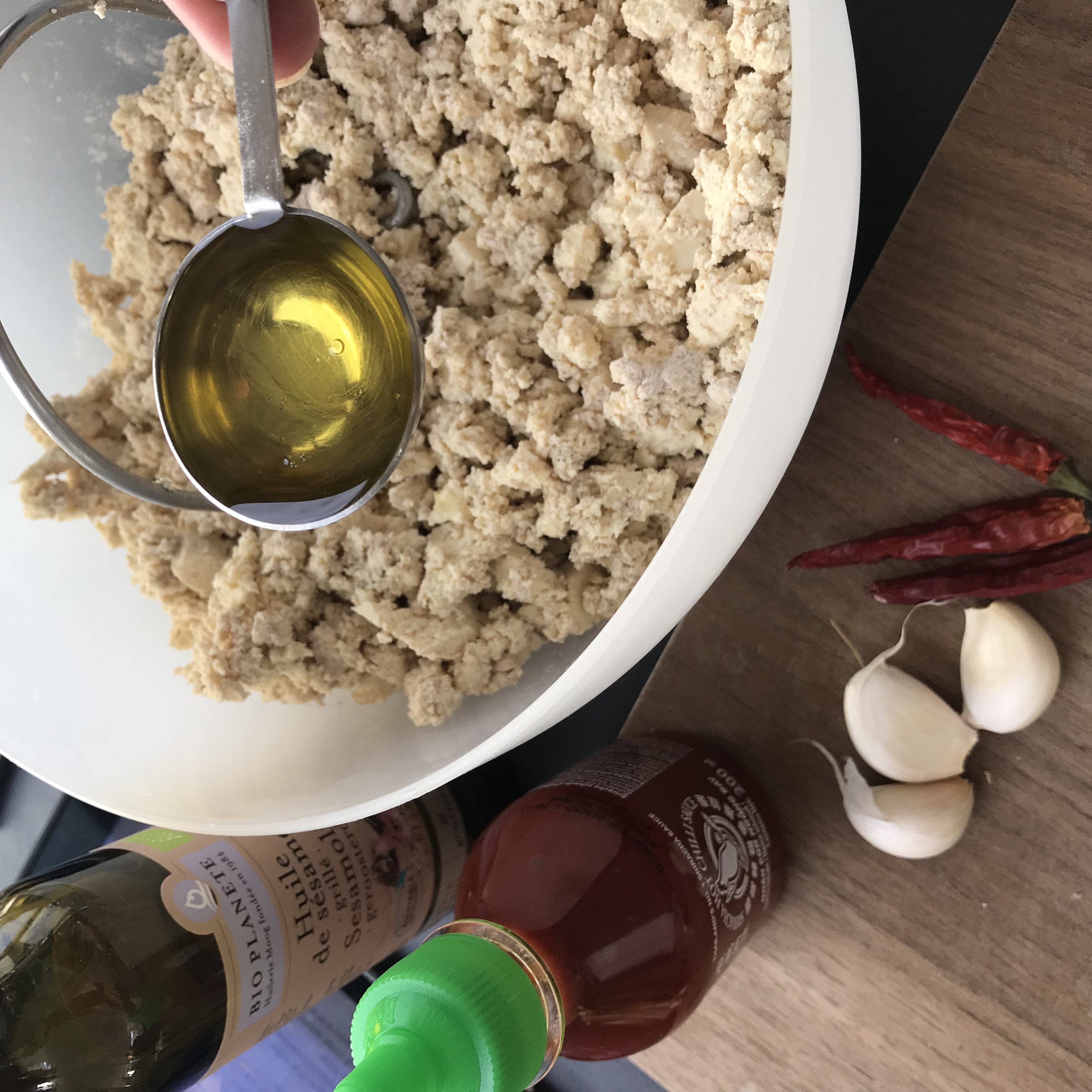 Sriracha balletjes in progress