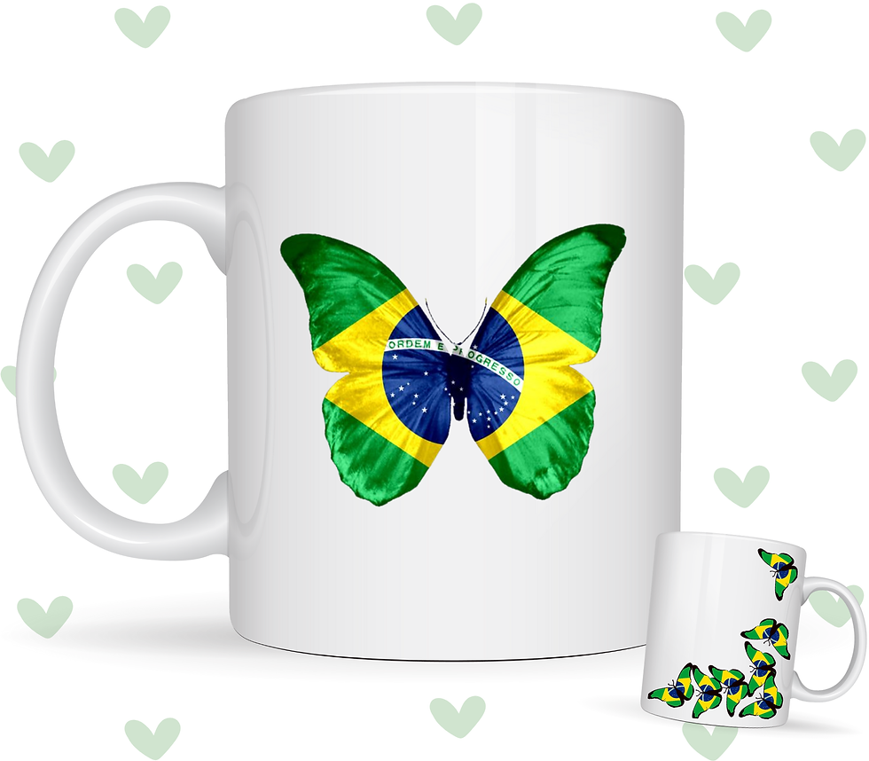 Ceramic Mug Brazilian Flag 'Butterfly'