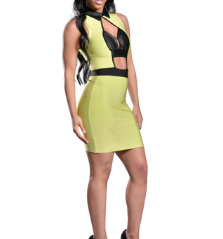 Glamour Goddess Boutique: Stacy Neon Cut Out Satin Bandage Dress...