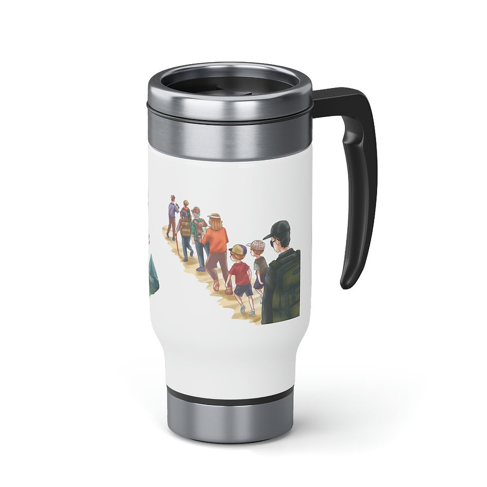 Thumbnail: Leave the Road, Take the Trails - Stainless Steel Travel Mug with Handle, 14oz