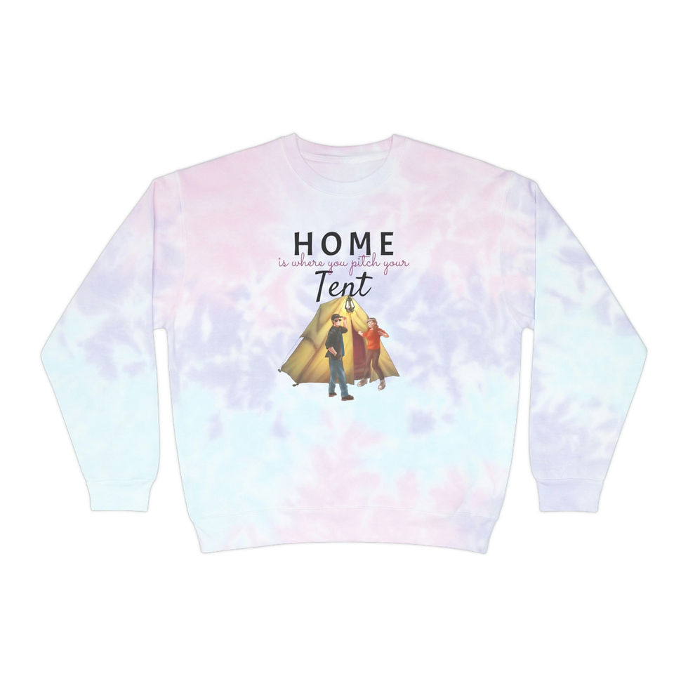 Thumbnail: Home is where you pitch your Tent, Unisex Tie-Dye Sweatshirt