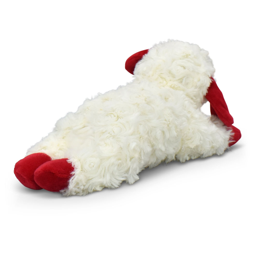 Thumbnail: Plush Lamb Chop Dog Toy with Squeaker, Medium
