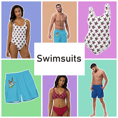 Make a splash with our collection of sign language swimsuits designed by a gifted deaf artist. Each ASL artwork and graphic design celebrates the deaf community, creating unique and fashionable swimwear that allows you to showcase your support for deaf creators while enjoying the sun and surf.