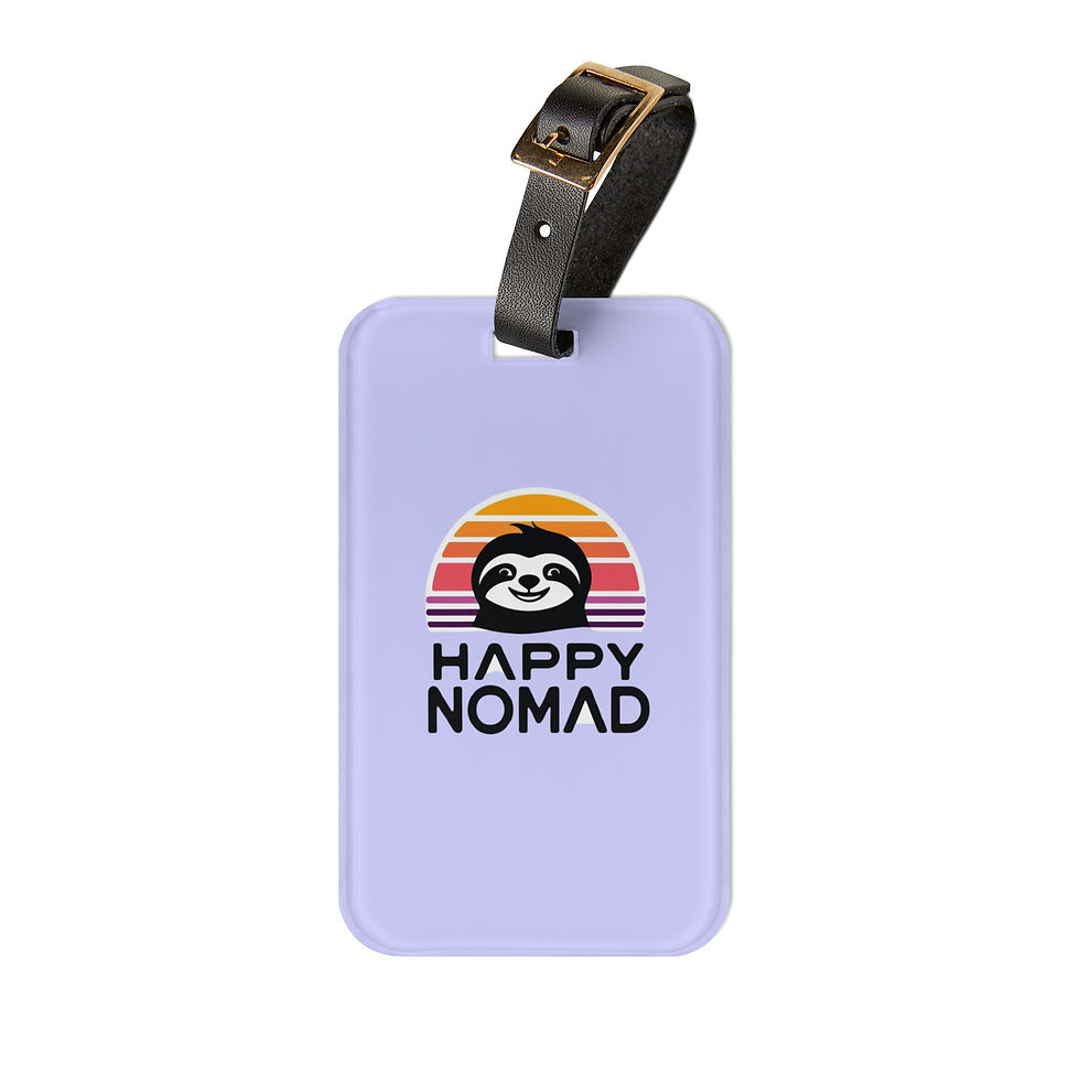 Thumbnail: Travel Luggage Tag, Happy Nomad Wanderlust Design (Lavender)