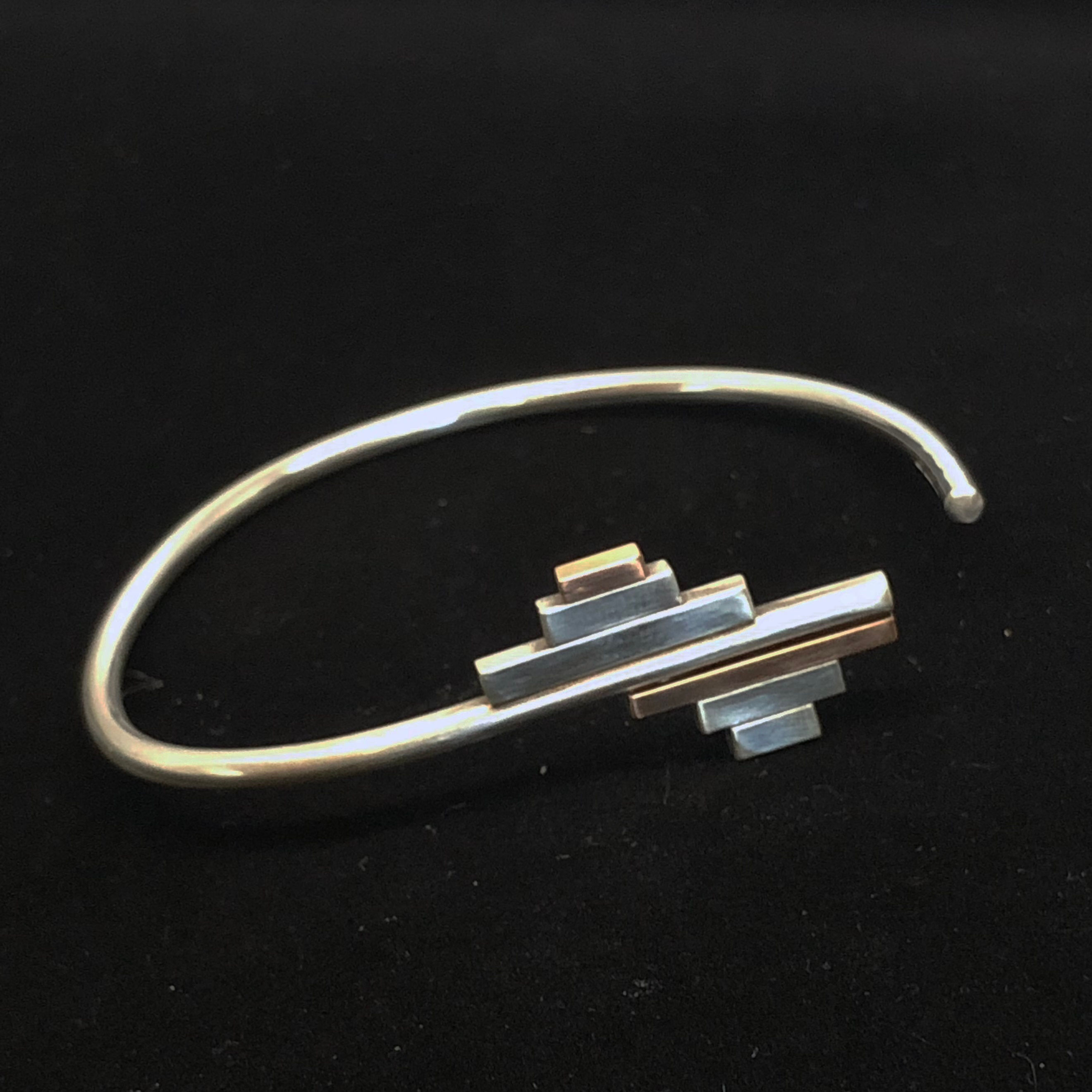Sterling Silver and Rose Gold Bangle