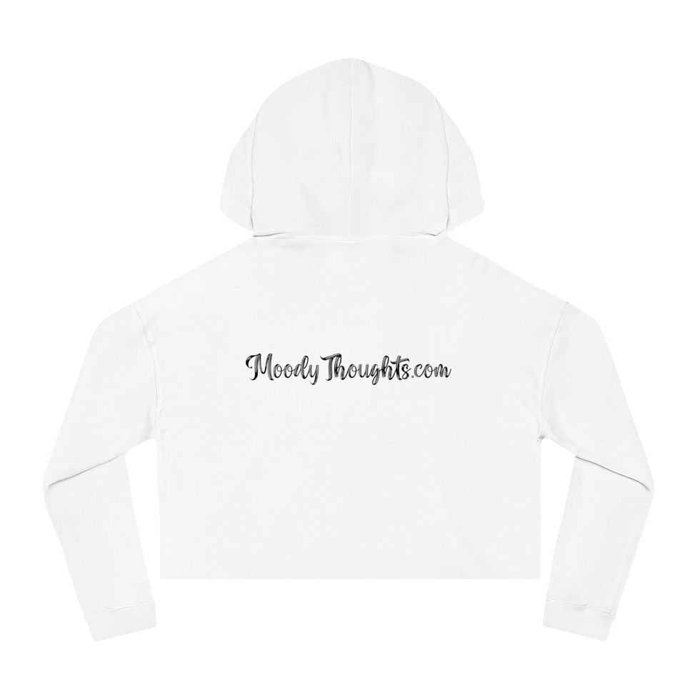 Thumbnail: White My Boo has a Heart On For Me Women's Cropped Hooded Sweatshirt/ Hoodie Personalize the Back with Name.