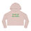 Thumbnail: Blush Pink Luck of the Irish Womens Cropped Hooded Sweatshirt/Hoodie Wide Green Letters w/Blue & Green Shamrock Dotting the i