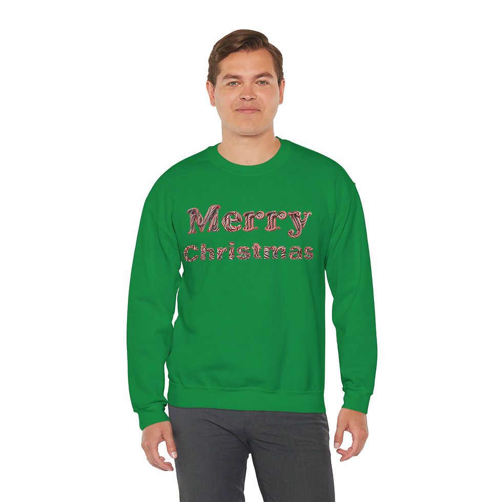Thumbnail: Merry Christmas with Candy Cane Design Adult Unisex Christmas Sweatshirt