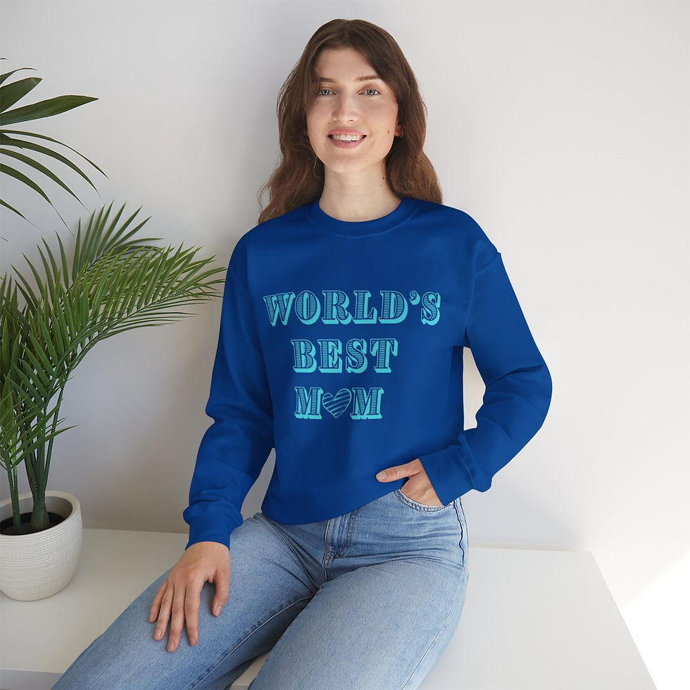 Thumbnail: World's Best Mom Turquoise Heart Adult Crewneck Sweatshirt