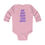Thumbnail: Pink One Burp Away From Happy Infant Baby Unisex Long Sleeve Bodysuit Onesie with Purple and Green Letters
